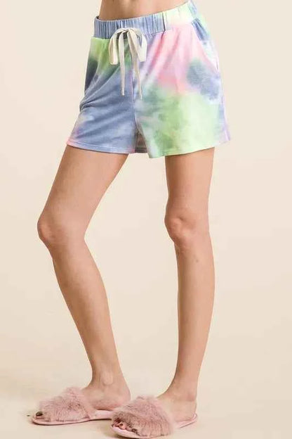 BiBi Tie Dye Casual Shorts with Twill Tape Drawstring
