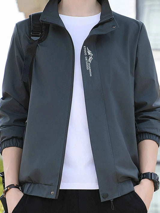 Men's Plus Size Zip Up Long Sleeve Jacket