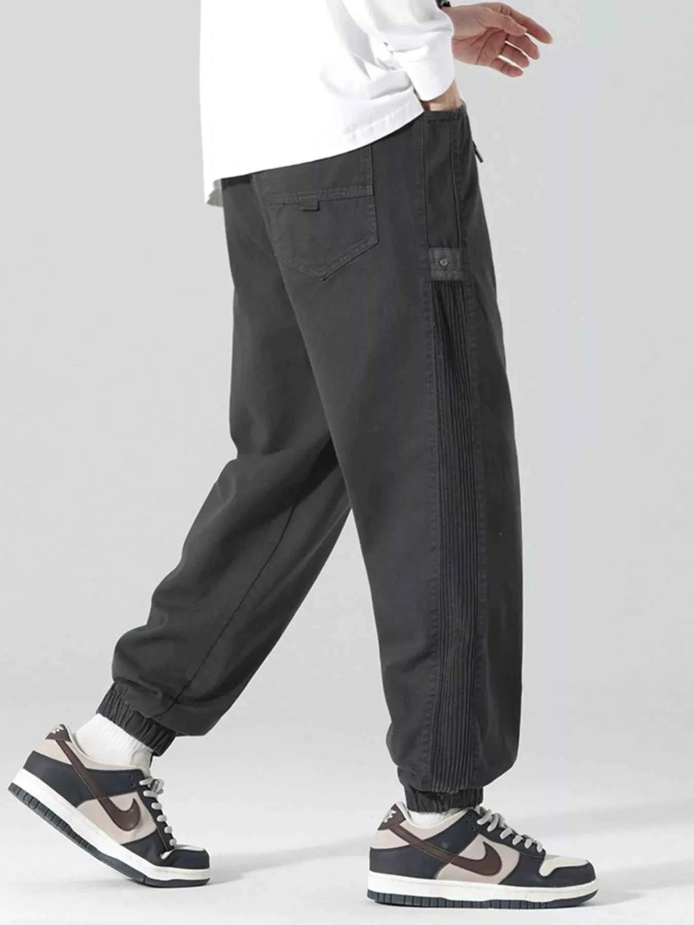 Men's Plus Size Drawstring Cargo Joggers with Pockets