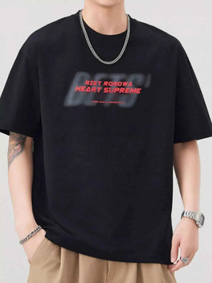 Men's Plus Size Round Neck Letter Graphic T-Shirt