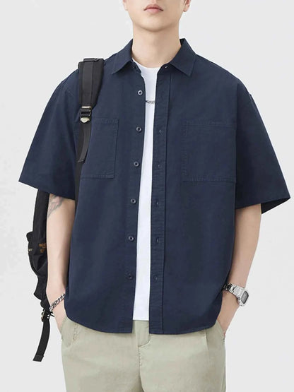 Men's Plus Size Button Up Half Sleeve Shirt