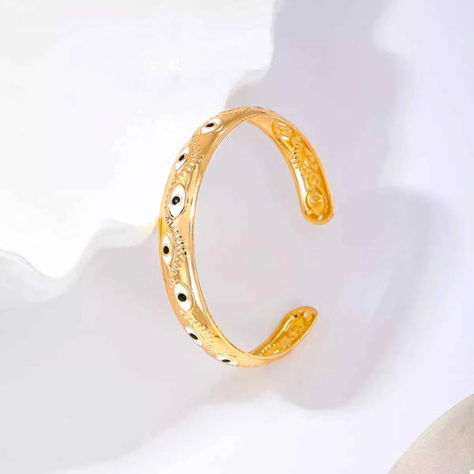 Evil Eye Open Bangle Bracelet