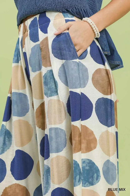 Umgee Dot Print Wide Leg Pants