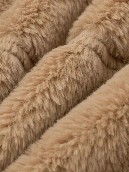 Full Size Faux Fur Cropped Zip-Up Jacket Plus Size