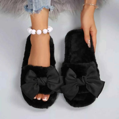 Bow Open Toe Flats Slippers