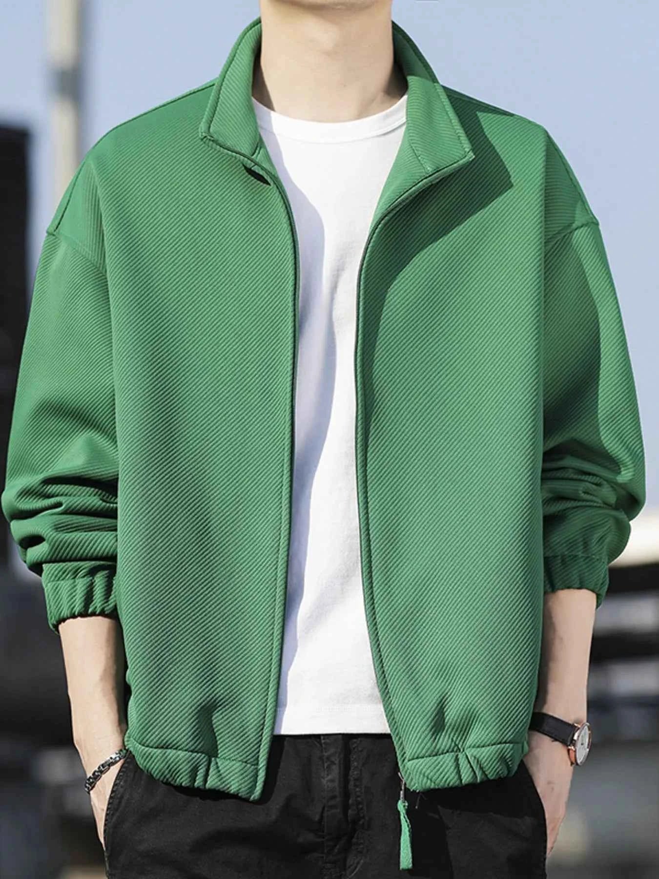 Men's Plus Size Zip Up Long Sleeve Jacket