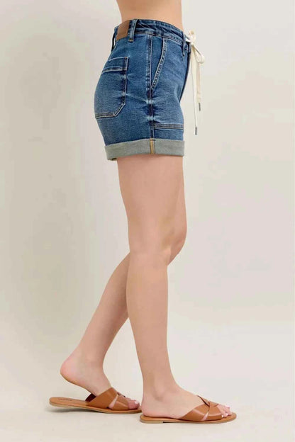 Judy Blue Full Size High Rise Cuff Denim Shorts Plus Size