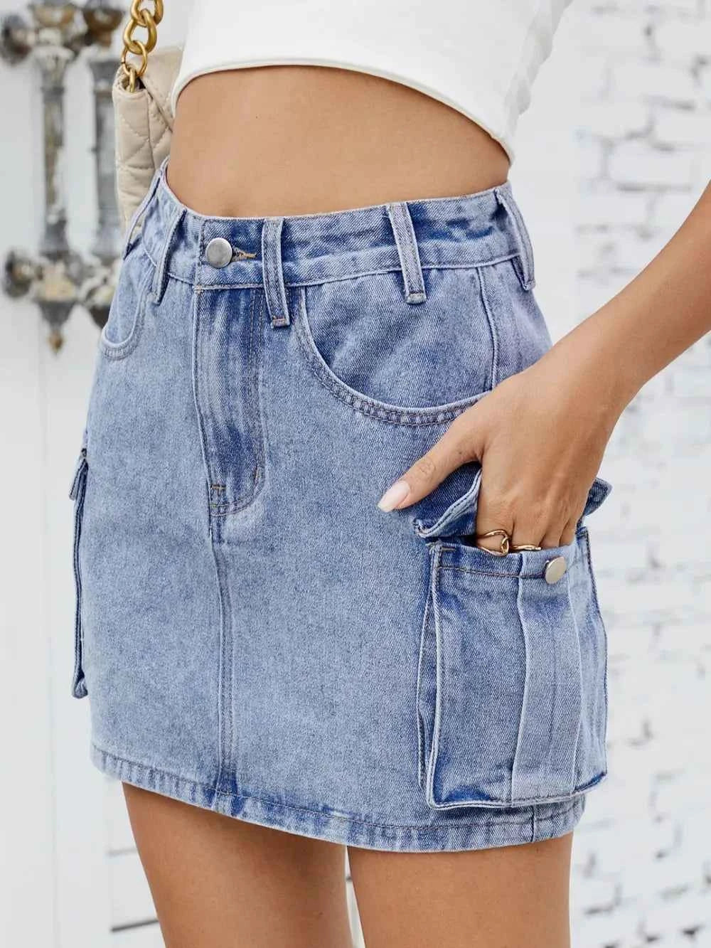 Cargo Denim Skirt