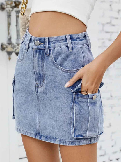 Cargo Denim Skirt