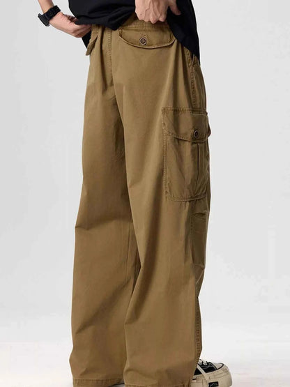 Men's Plus Size Drawstring Wide Leg Cargo Pants