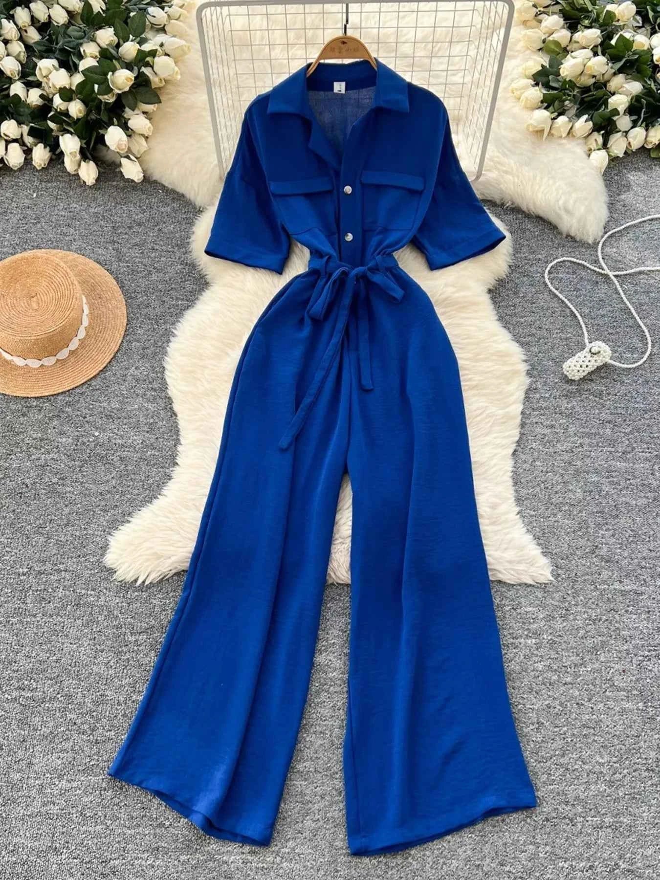 Tie Waist Wide Leg Jumpsuit