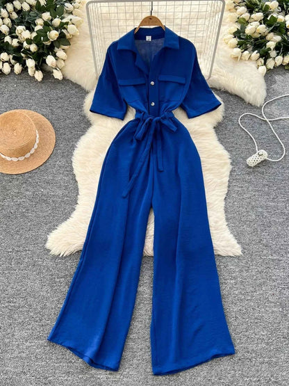 Tie Waist Wide Leg Jumpsuit