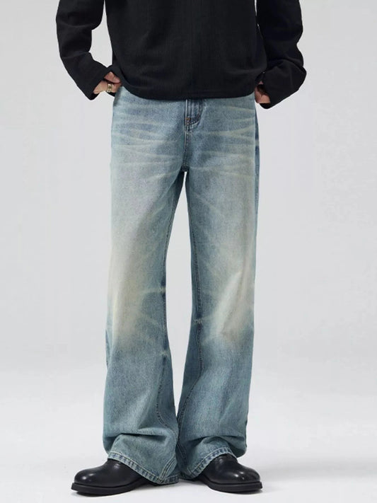 Men's Full Size Wash Wide Leg Relaxed Fit Jeans Plus Size