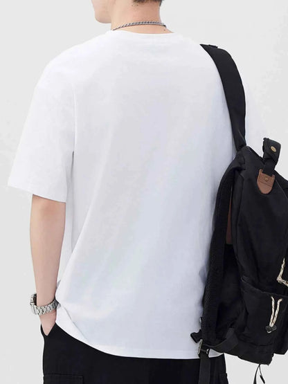 Men's Plus Size Letter Round Neck Short Sleeve T-Shirt