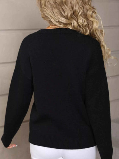 Valentine's Day Heart Pattern Long Sleeve Sweater