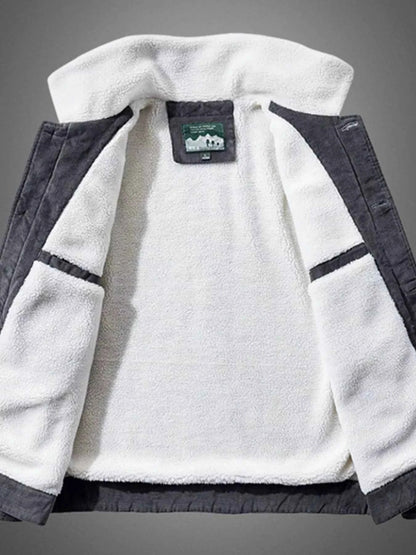Men's Plus Size Sherpa Corduroy Button Up Jacket