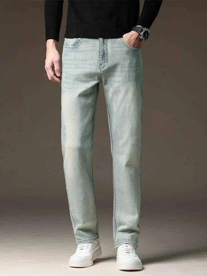 Men's Wash Straight Fit Casual Jeans