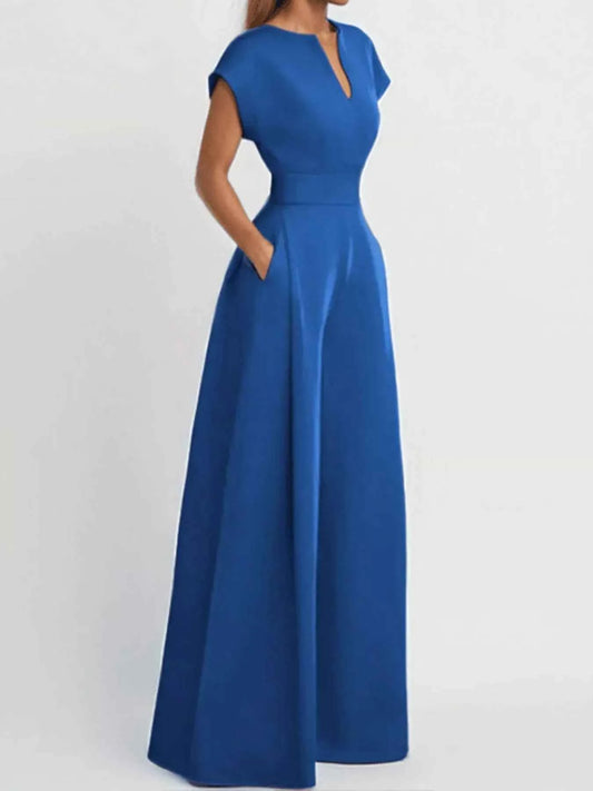 Full Size Notched Wide Leg Jumpsuit Plus Size