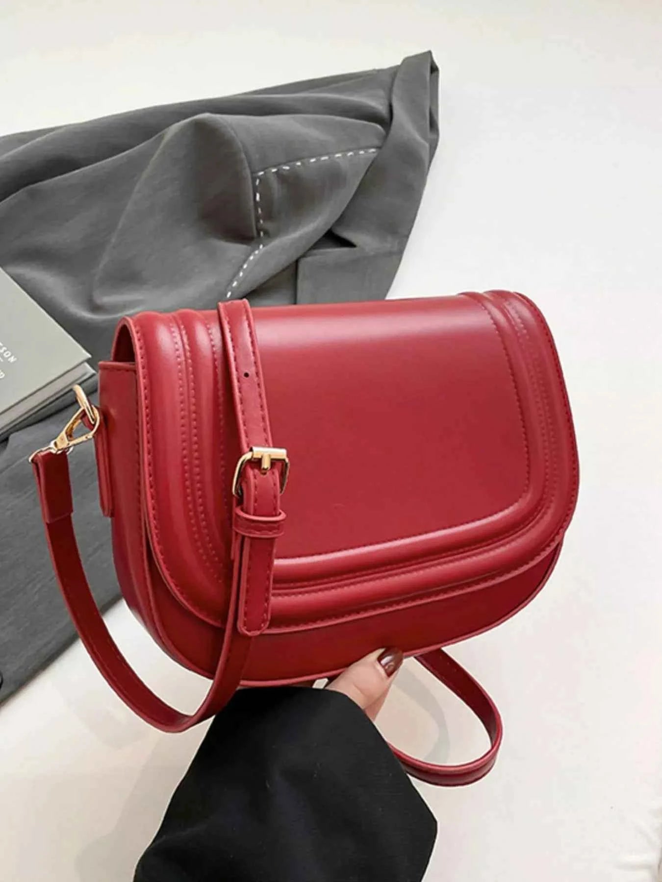 Elegant PU Leather Saddle Crossbody Bag