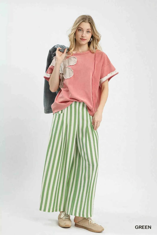 Umgee Vertical Stripe Wide Leg Pants