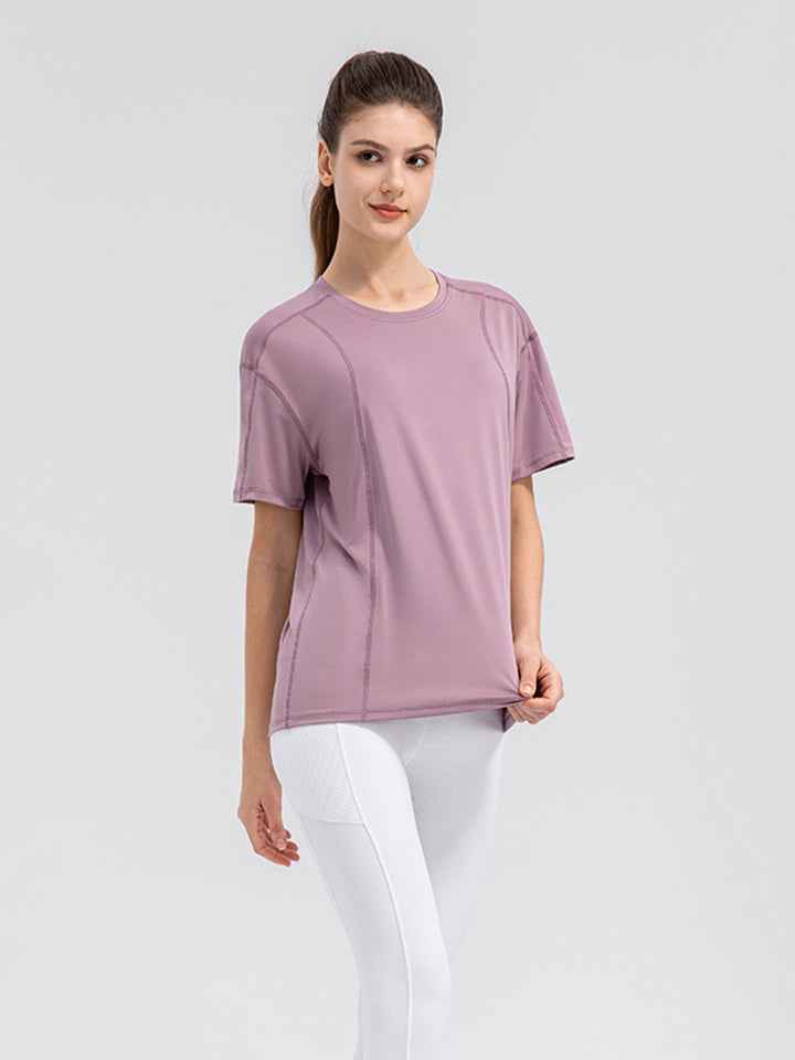 Round Neck Short Sleeve Active Top