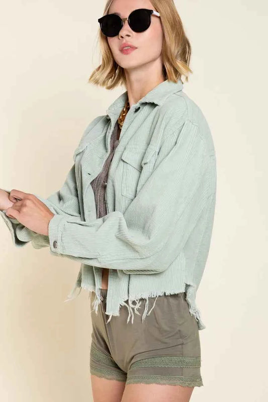 POL Button Down Corduroy Trucker Jacket