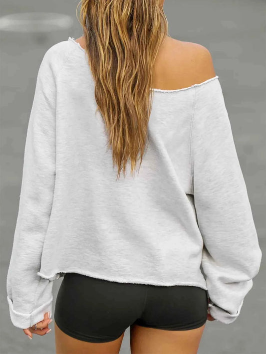 Off-Shoulder Long Sleeve Sweatshirt
