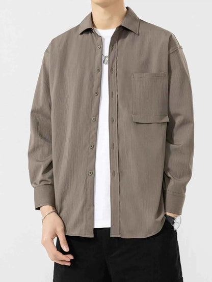 Men's Plus Size Button Up Long Sleeve Shirt