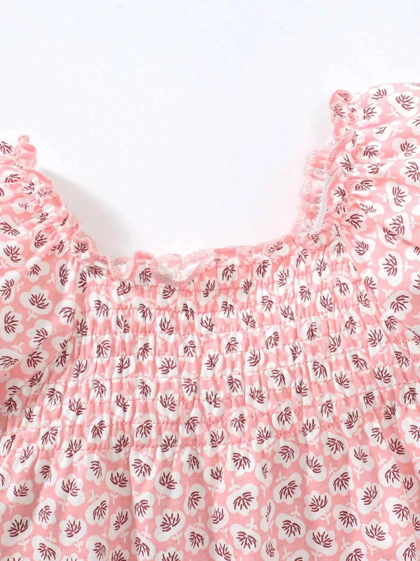 Children's Floral Print Smocked Top