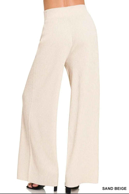 Zenana Viscose Ribbed Sweater Pants