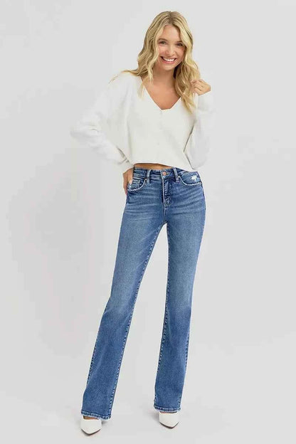 RISEN Full Size Tummy Control High Rise Straight Jeans Plus Size