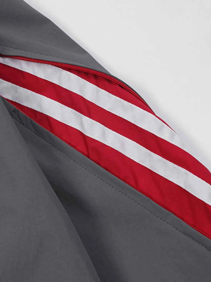 Men's Striped Zip Up Long Sleeve Jacket