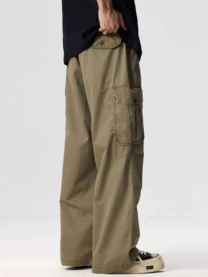 Men's Plus Size Drawstring Wide Leg Cargo Pants