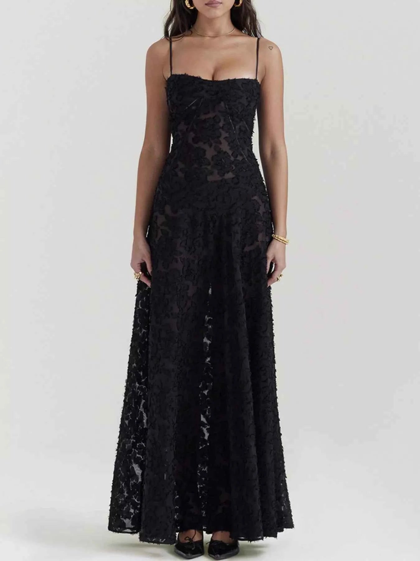 Lace Spaghetti Strap Maxi Dress