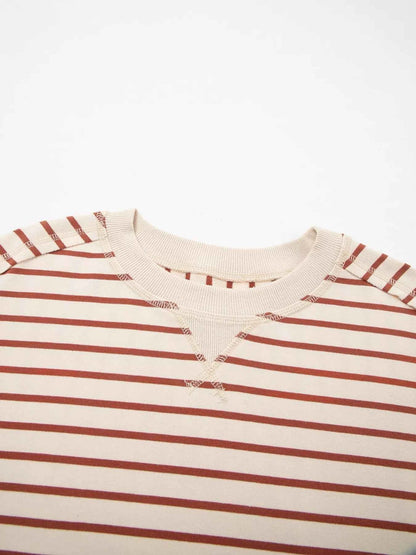 Striped Crew Neck Casual Sweatshirt