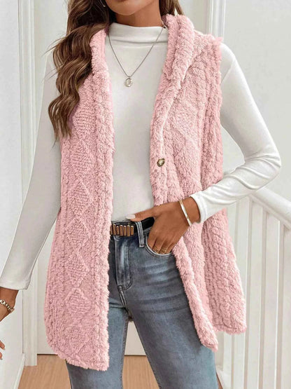 Cozy Sherpa Fleece Hooded Vest Coat
