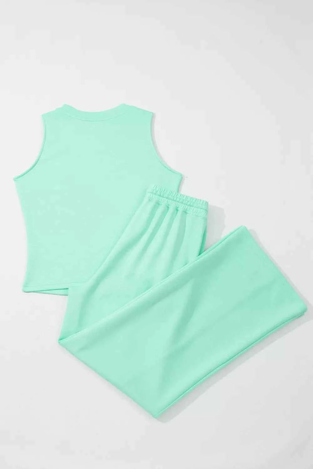 Drawstring Elastic Waistband Solid Color Two Piece Casual Set