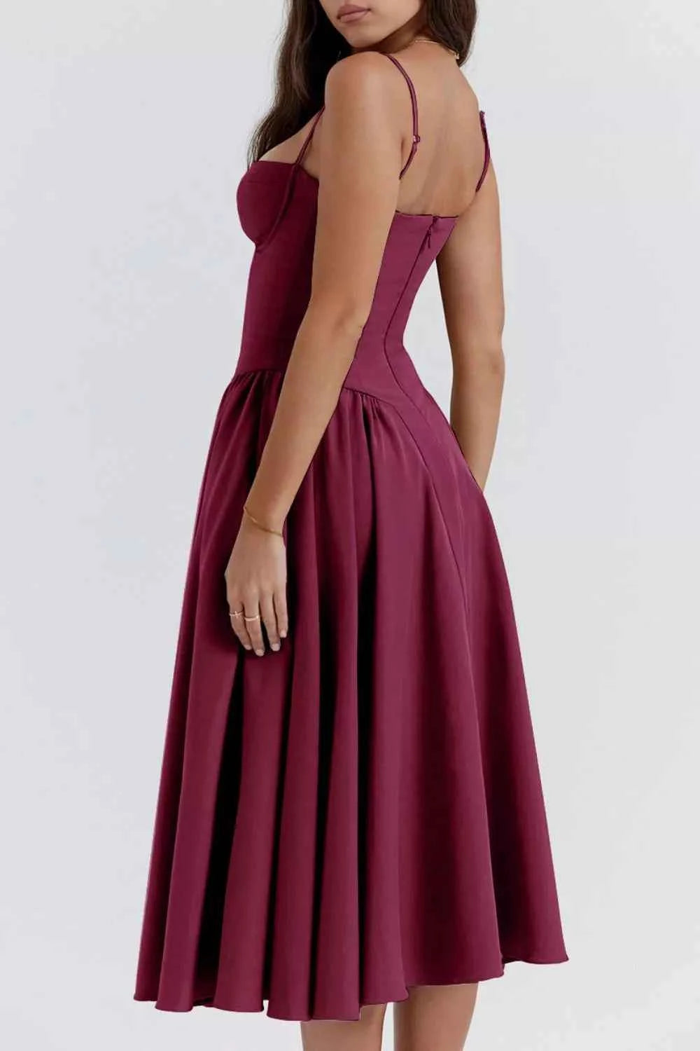 Sweetheart Neck Ruched Midi Dress