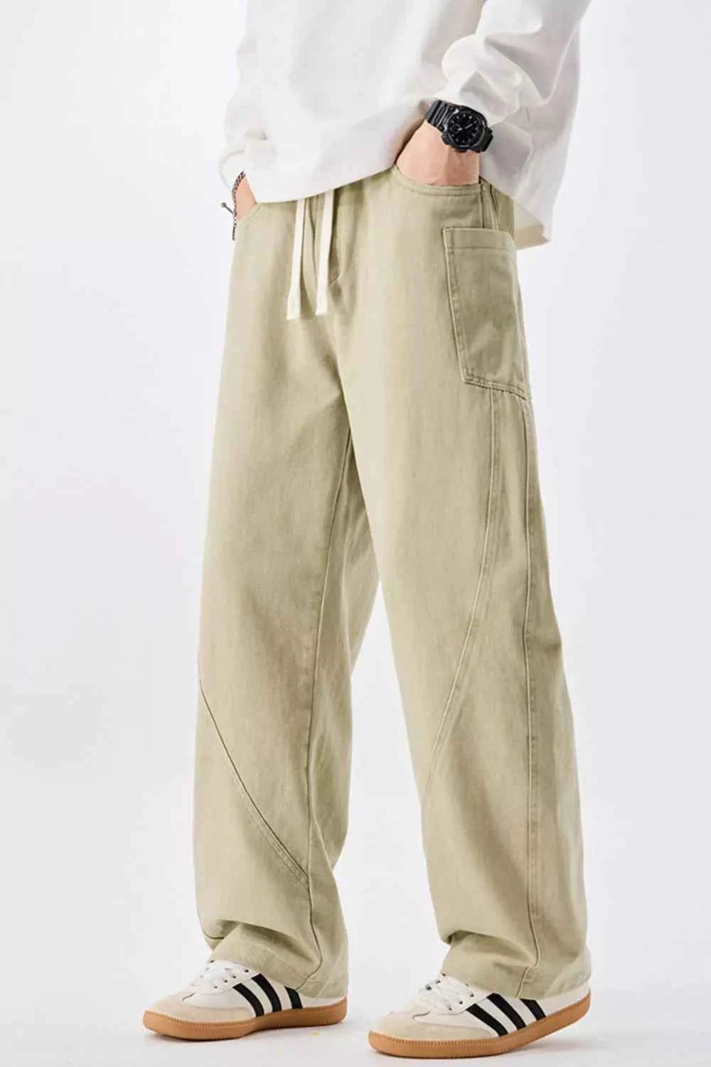 Men's Plus Size Loose Fit Drawstring Waist Jeans