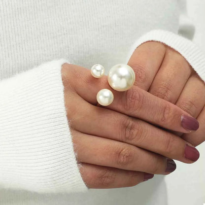 18K Gold-Plated Pearl Open Ring