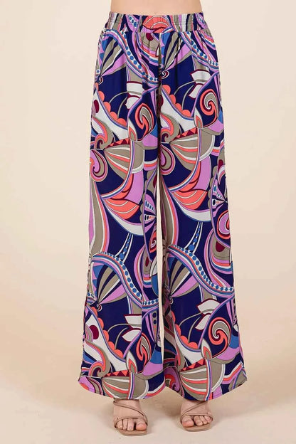 Mittoshop Abstract Print Elastic Waist Wide Leg Pants