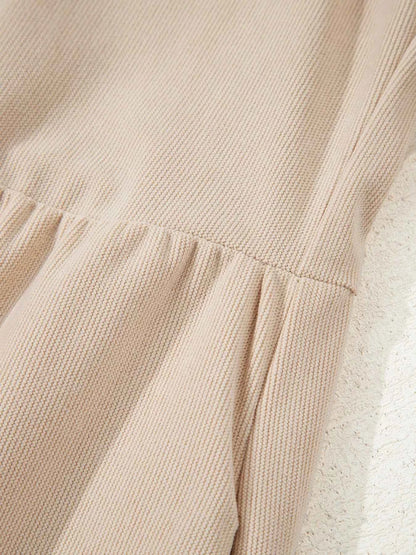 Corduroy Half Button Collared Long Sleeve Mini Dress