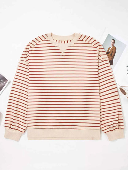 Striped Crew Neck Casual Sweatshirt