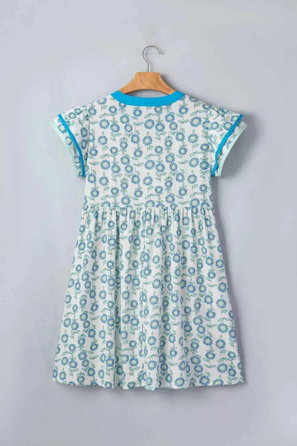 Printed Notched Cap Sleeve Dress