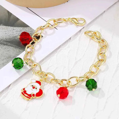 Christmas Santa Snowman Bracelet with Colorful Crystal