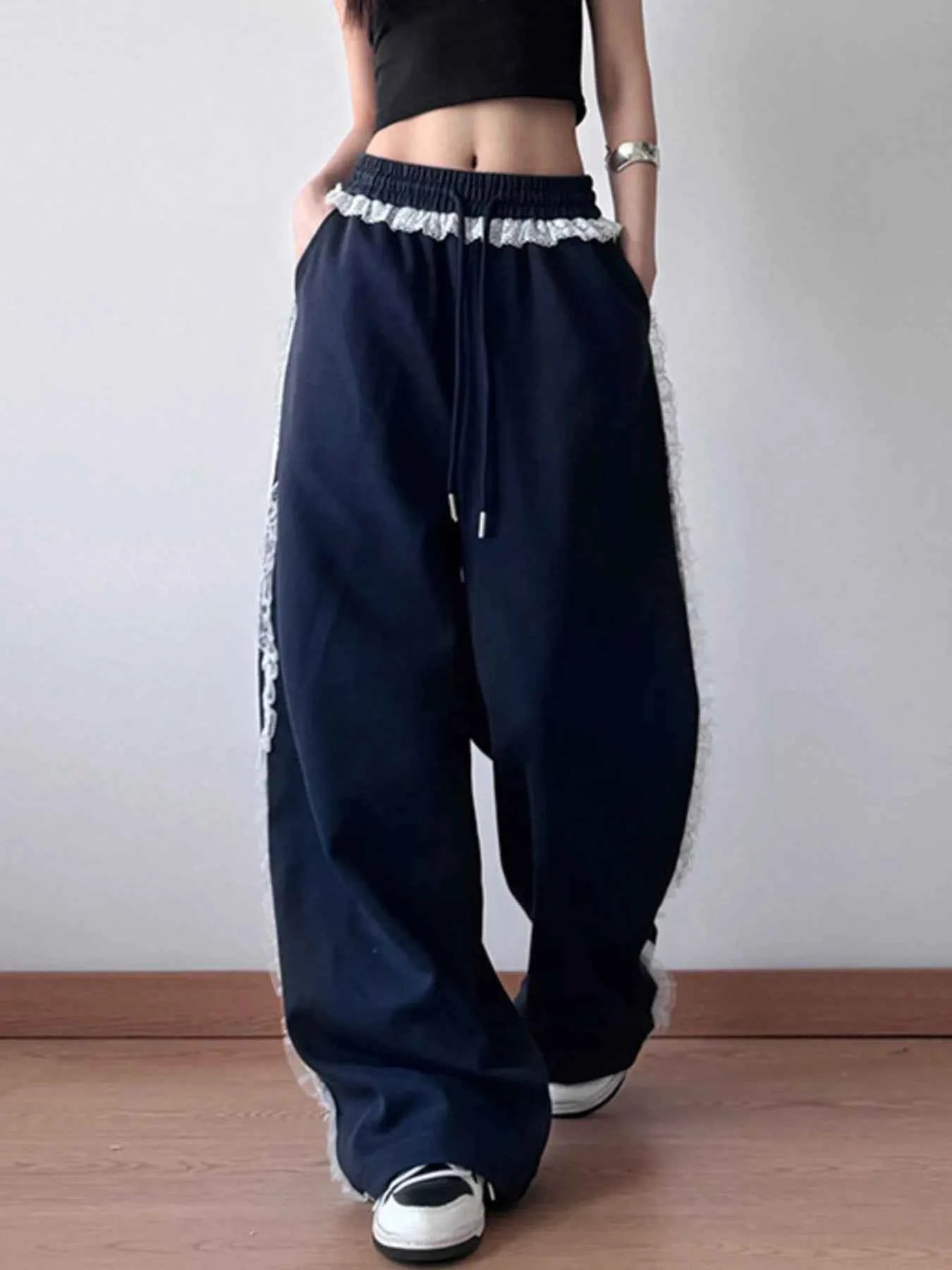Wide Leg Elastic Waist Sweatpants