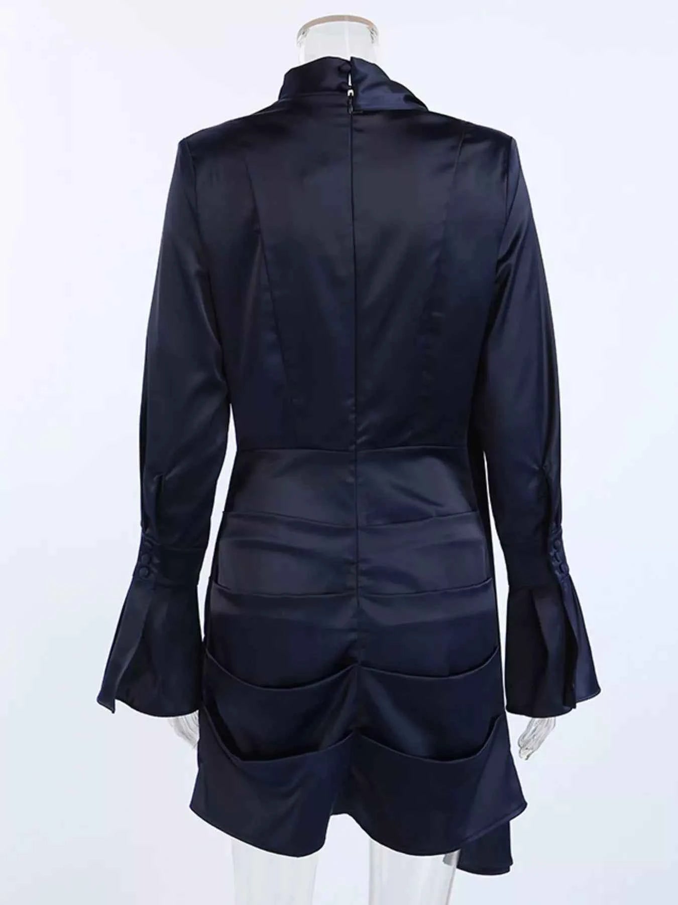 Mock Neck Flounce Sleeve Dress
