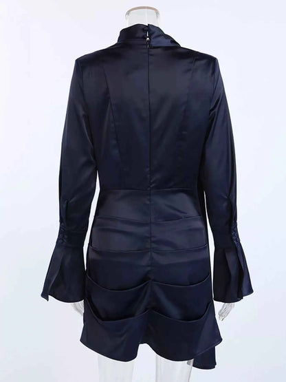 Mock Neck Flounce Sleeve Dress