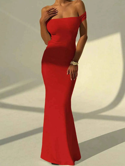 Backless Off-Shoulder Bodycon Mermaid Maxi Dress