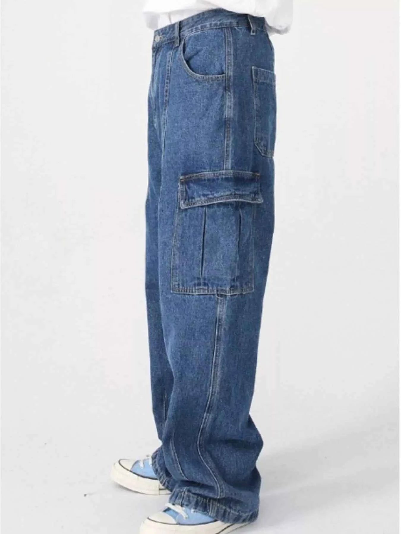 Men's Full Size Relaxed Fit Cargo Jeans Plus Size